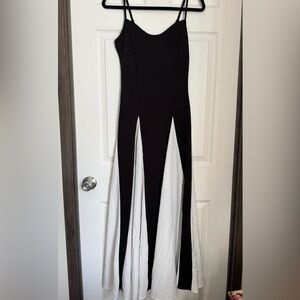 Elegant Black and White Strapless Dress